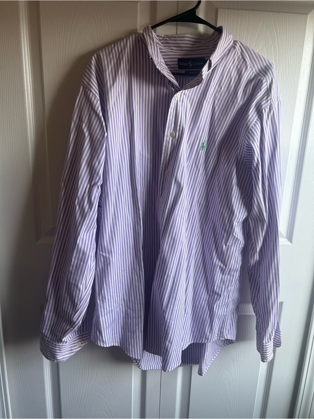 Ralph Lauren Lavender and White Striped Button-Up Dress Shirt